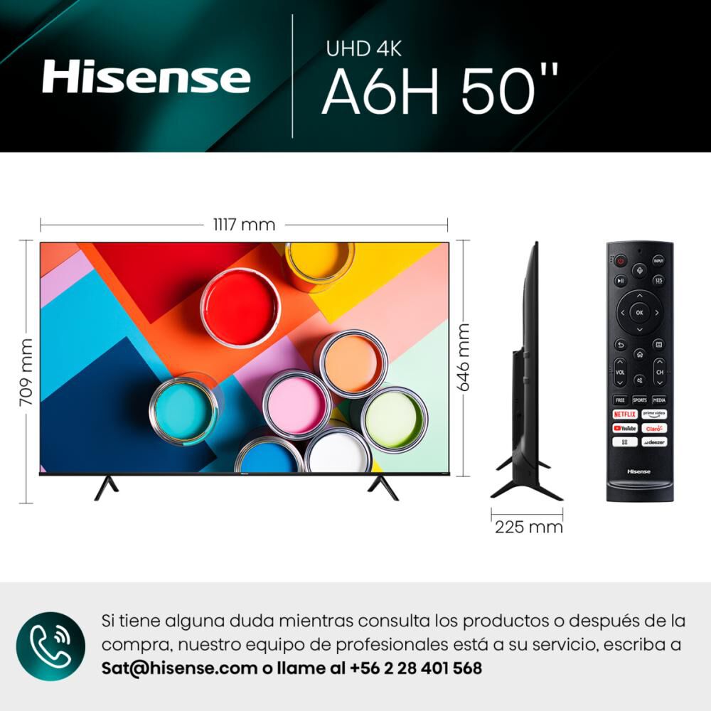 Led 50" Hisense 50A6H / Ultra HD 4K / Smart TV image number 6.0