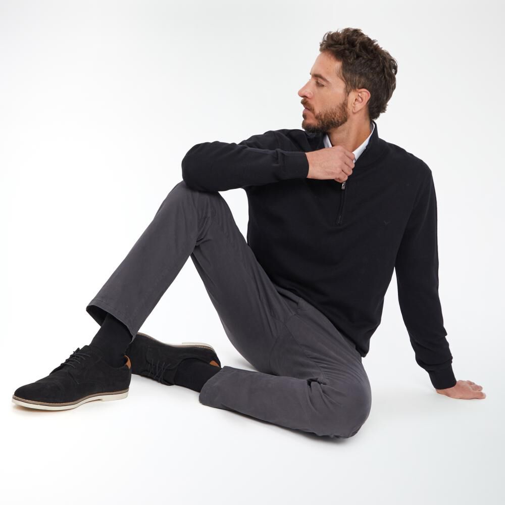 Sweater Slim Fit Manga Larga Cuello Alto Medio Cierre Hombre Az Black image number 1.0