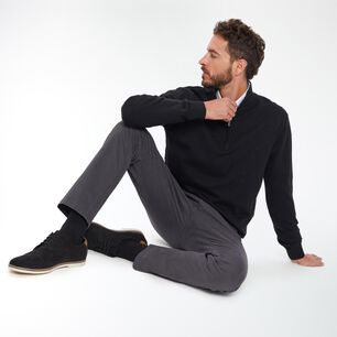 Sweater Slim Fit Manga Larga Cuello Alto Medio Cierre Hombre Az Black