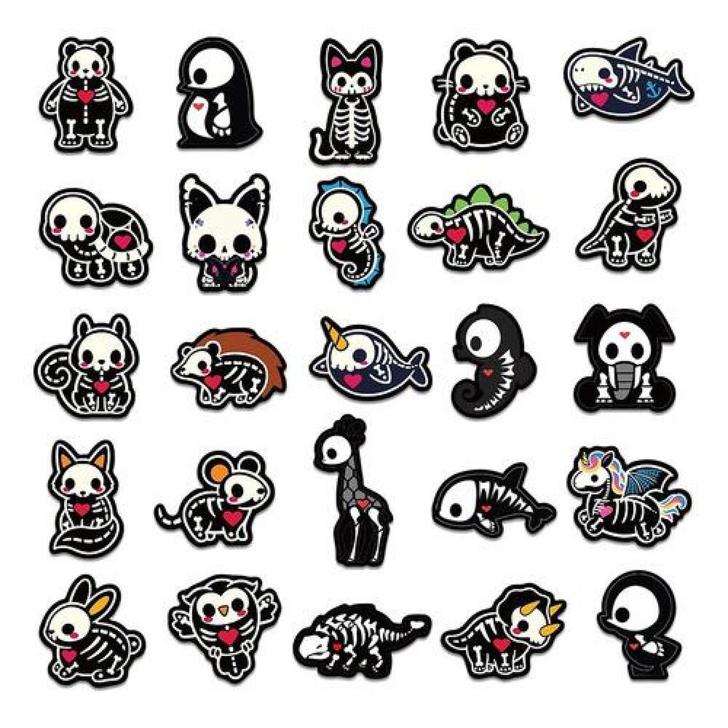 Set Stickers Calcomonias Animalitos Corazon Skull Black Love image number 4.0