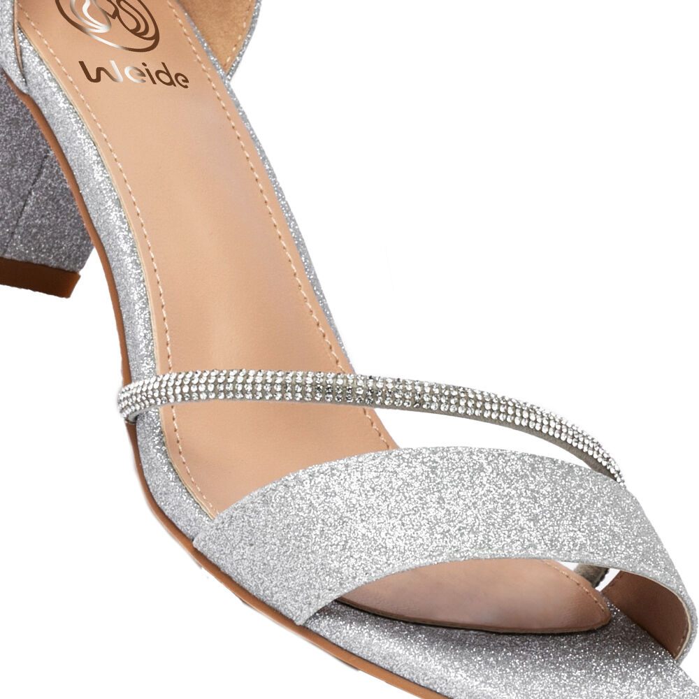 Sandalia Taco Fiesta Plateada Mujer Weide You132 image number 6.0