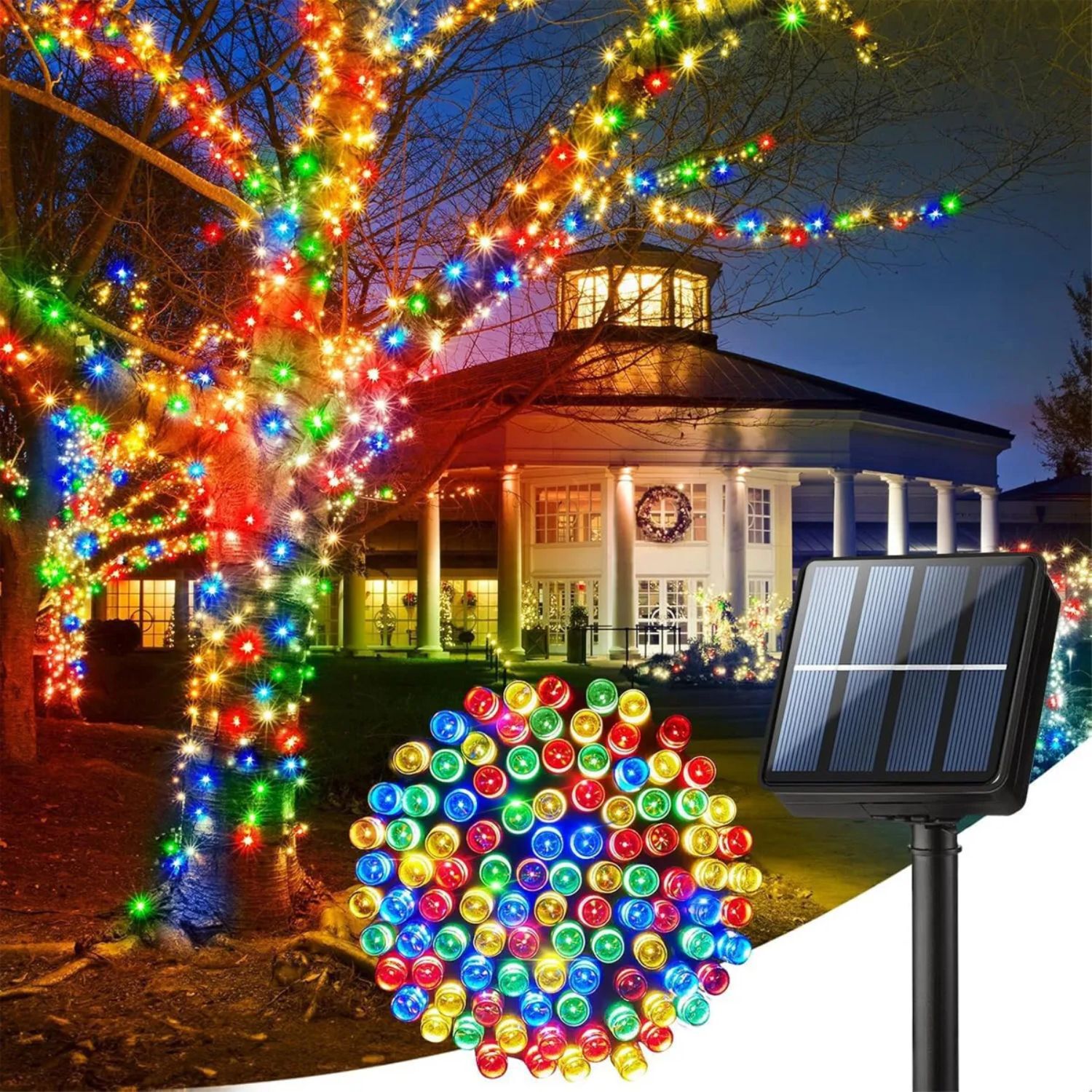 Luces Guirnalda Navidad Solar 200 Led Rgb 20m Decoracion image number 1.0