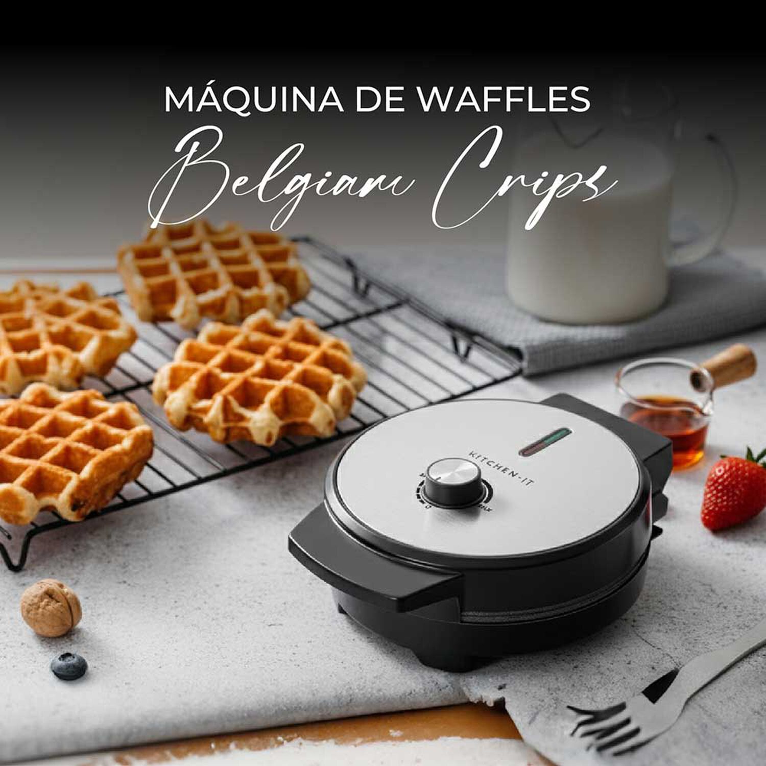 M&aacute;quina De Waffles Belgian Crisp Con Revestimiento De Cer&aacute;mica Antiadherente image number 2.0