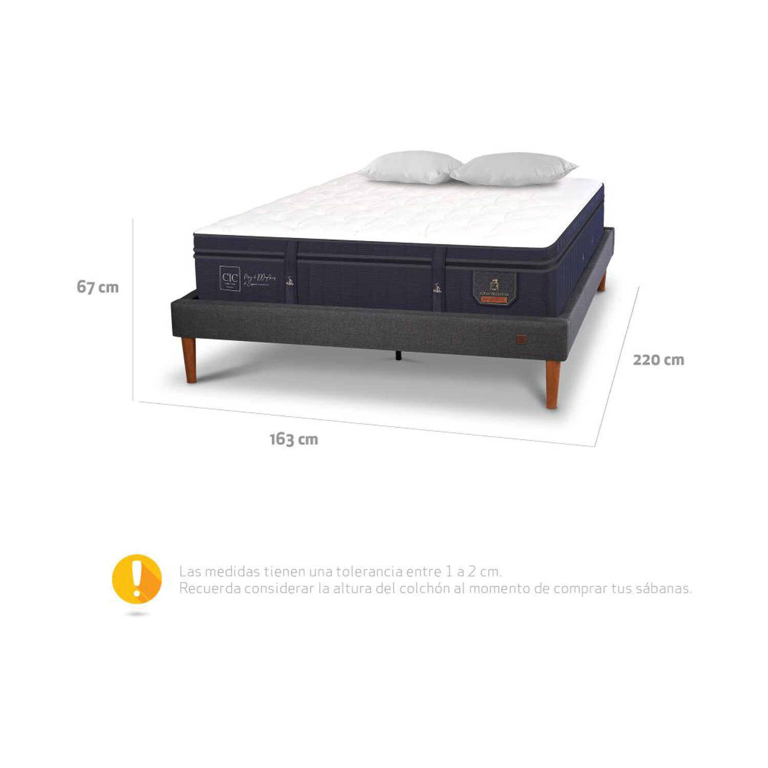 Cama Europea Cic Super Premium / 2 Plazas / Base Normal + Almohadas image number 12.0