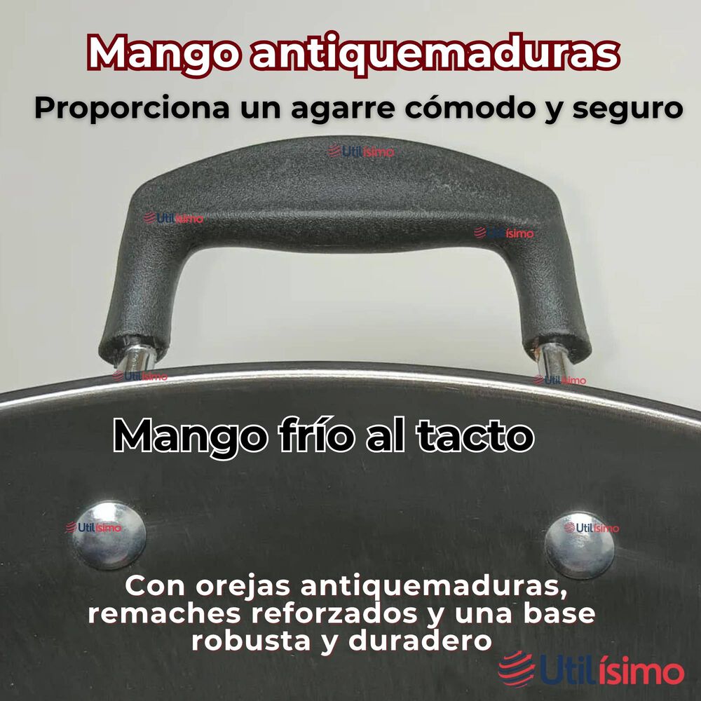 Wok Chino Acero Inoxidable Antiadherente 34cm Color Negro image number 5.0