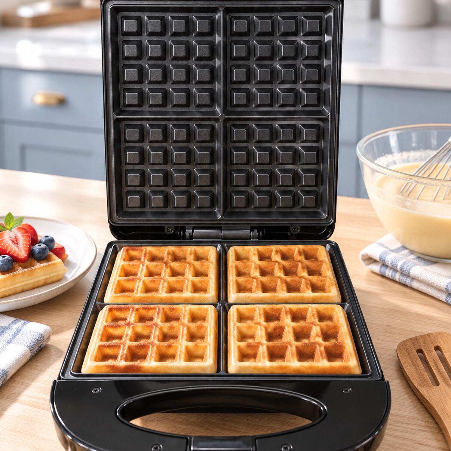 Wafflera El&eacute;ctrica Sokany 4 Waffles Cuadrados 1200w Antiadherente M&aacute;quina De Waffles Negra image number 2.0