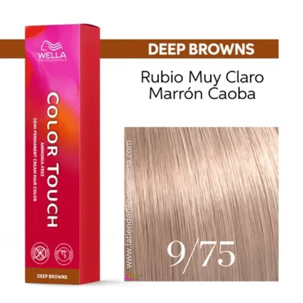 Tinte Para Cabello Wella Color Touch 9/75 Rubio Muy Claro Marron Caoba 60ml image number 3.0