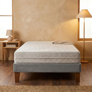 Cama Europea Zen Best 1.5 Plazascolchon Espuma Con Funda Velvet Gris