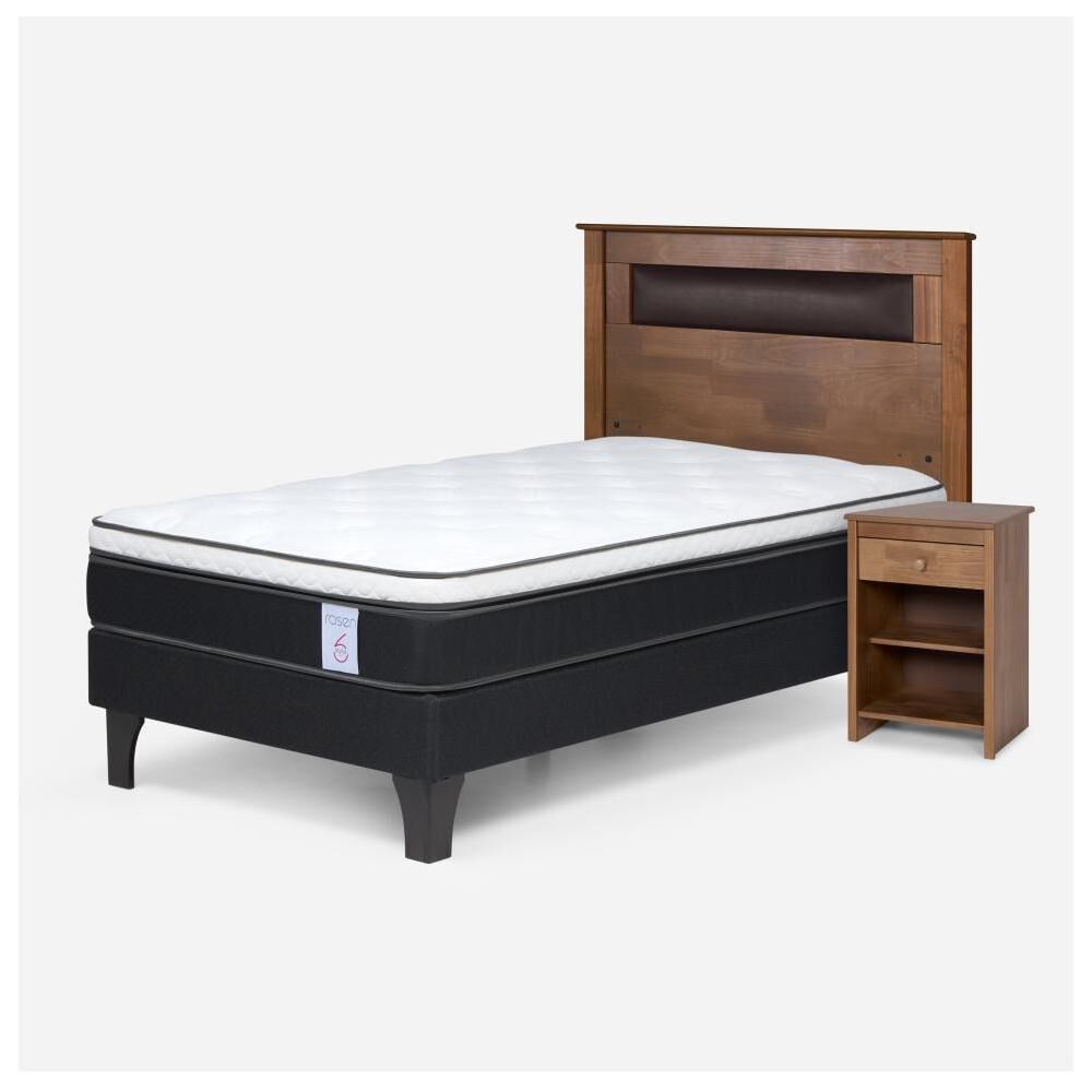 Cama Europea Rosen New Style 6 / 1.5 Plazas / Base Normal + Set De Maderas image number 1.0