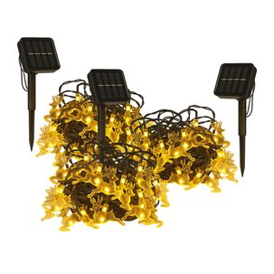 Set 3 Luces Navidad Led Reno Solar 4m Calida Decoracion Set 3 Luces Navidad Led Reno Solar 4m Calida Decoracion