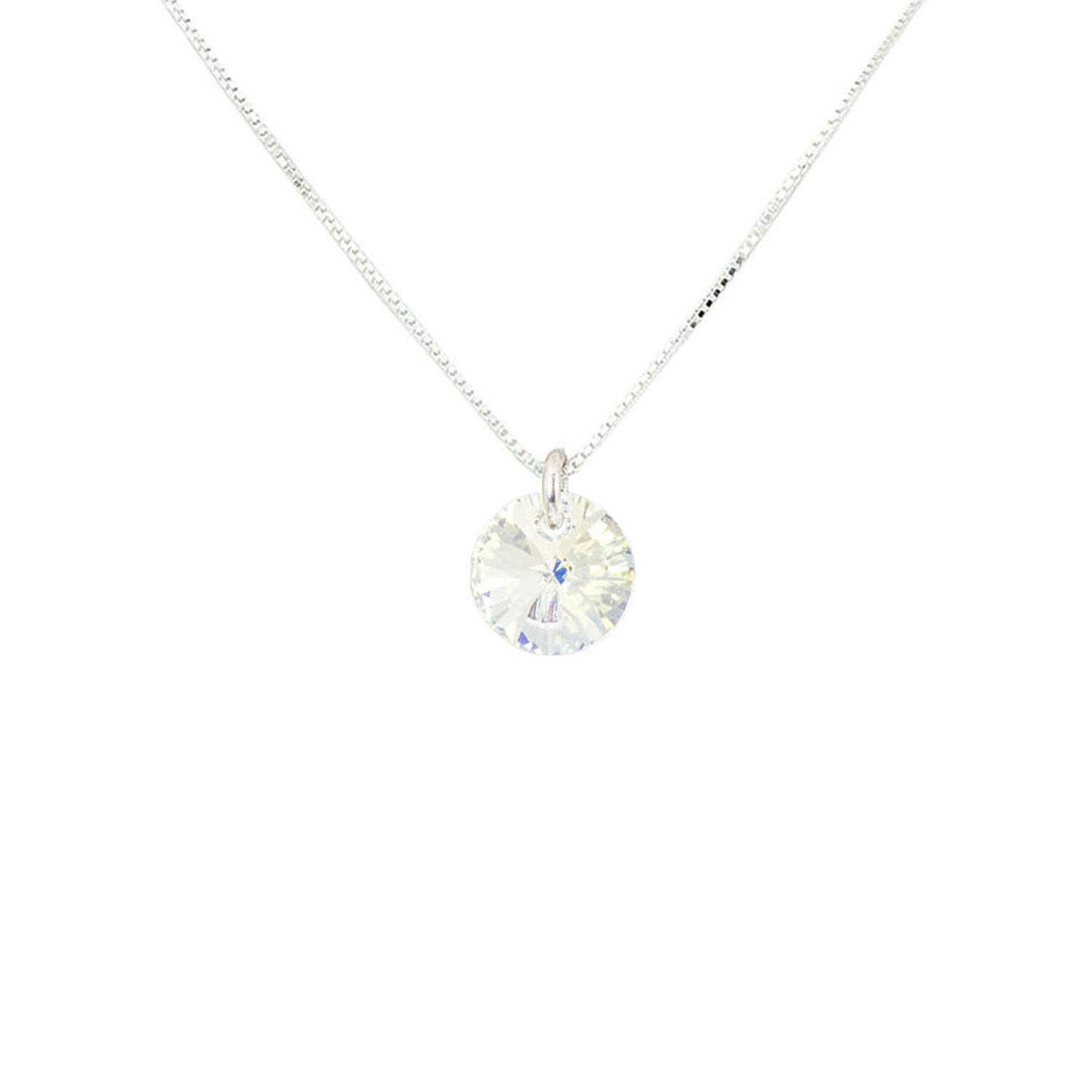 Collar Punto De Luz Plata Italiana 925 Y Cristal Genuino Aurora Boreal image number 0.0