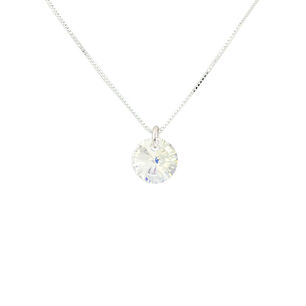 Collar Punto De Luz Plata Italiana 925 Y Cristal Genuino Aurora Boreal