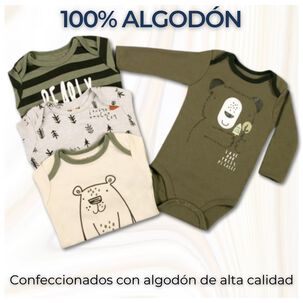 Pack 4 Bodys Niño Manga Larga Tedmimak 100% Algodón Big Bear