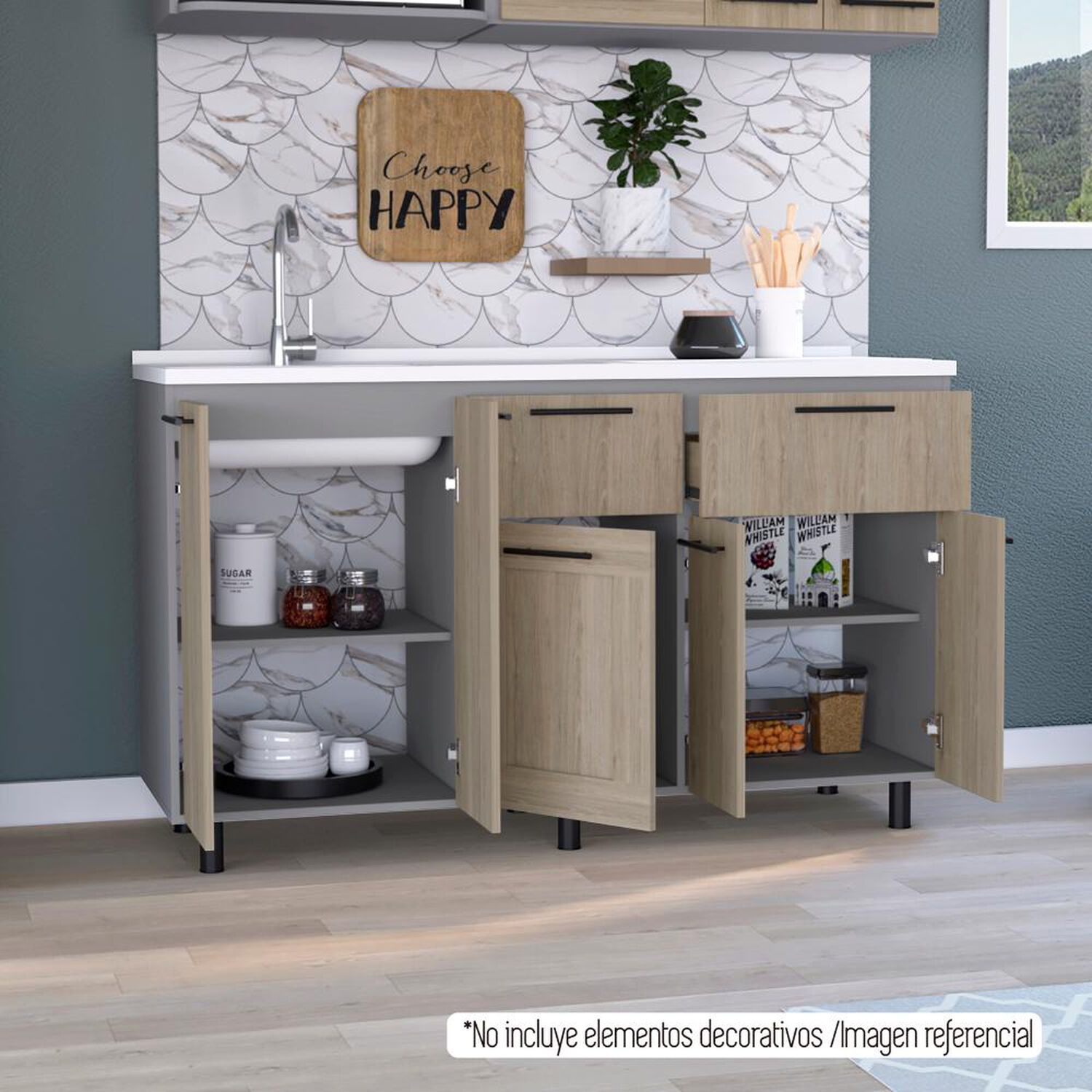Modulo Lavaplatos Tuhome Hasselt / 5 Puertas / 2 Cajones image number 5.0