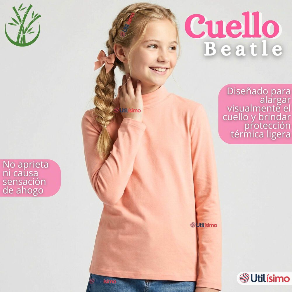 Pack 6 Poleras Camisetas Bamb&uacute; Cuello Beatle Primera Capa Manga Larga Colores Surtido Ni&ntilde;a image number 6.0