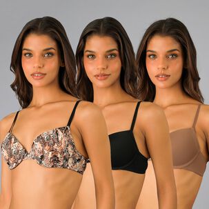 Pack 3x Sosten Push Up Micro Pr Flores Mujer 25604-254