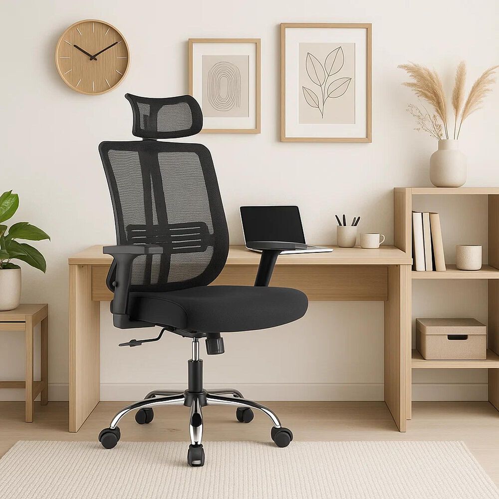 Silla De Oficina Mesh Negra Ejecutiva Con Apoyabrazos Y Cabeza image number 9.0