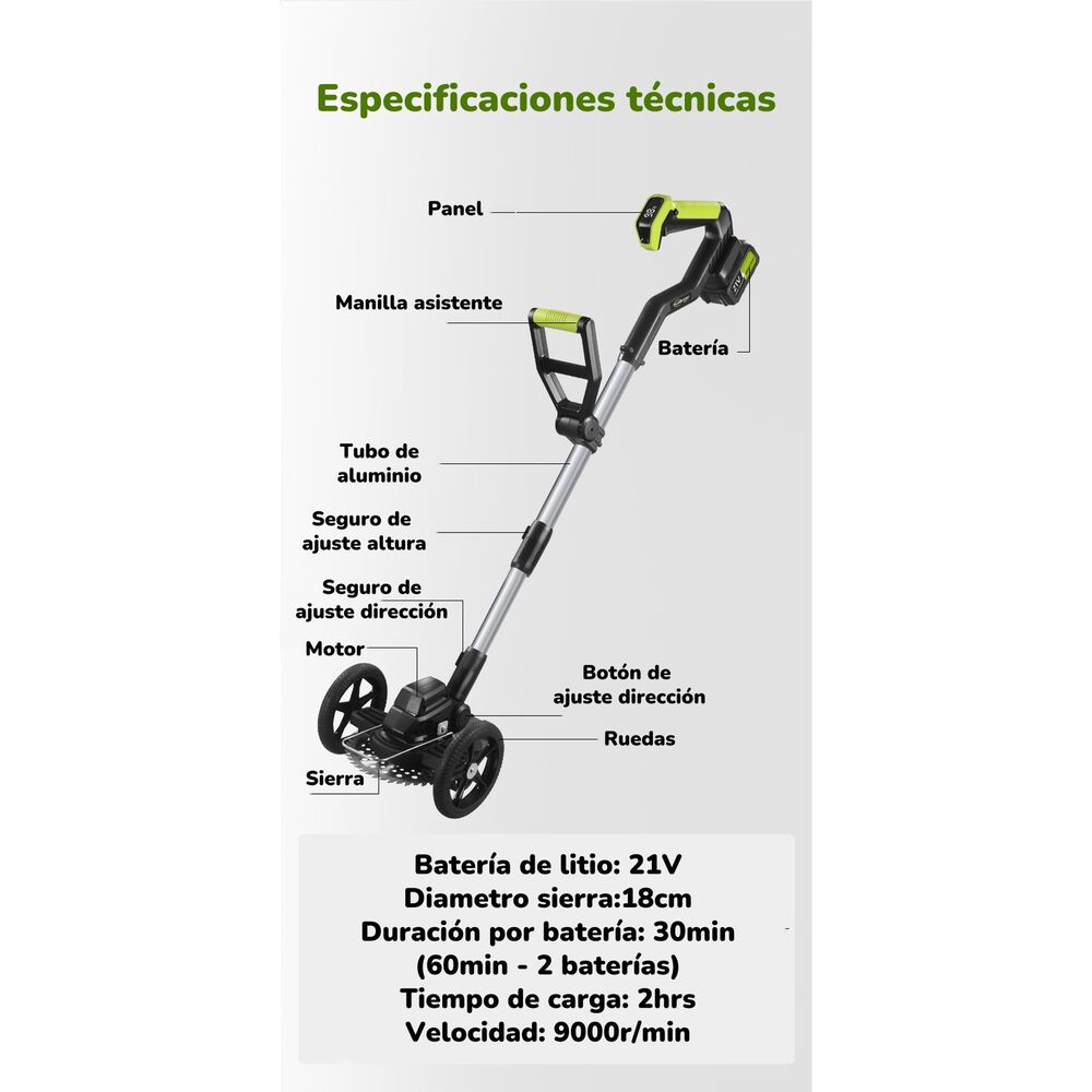 Orilladora De Pasto El&eacute;ctrica 2 Bater&iacute;as M&aacute;s Accesorios A01 image number 6.0