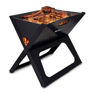 Parrilla Plegable De Carb&oacute;n Port&aacute;til Para Asados Color Negro