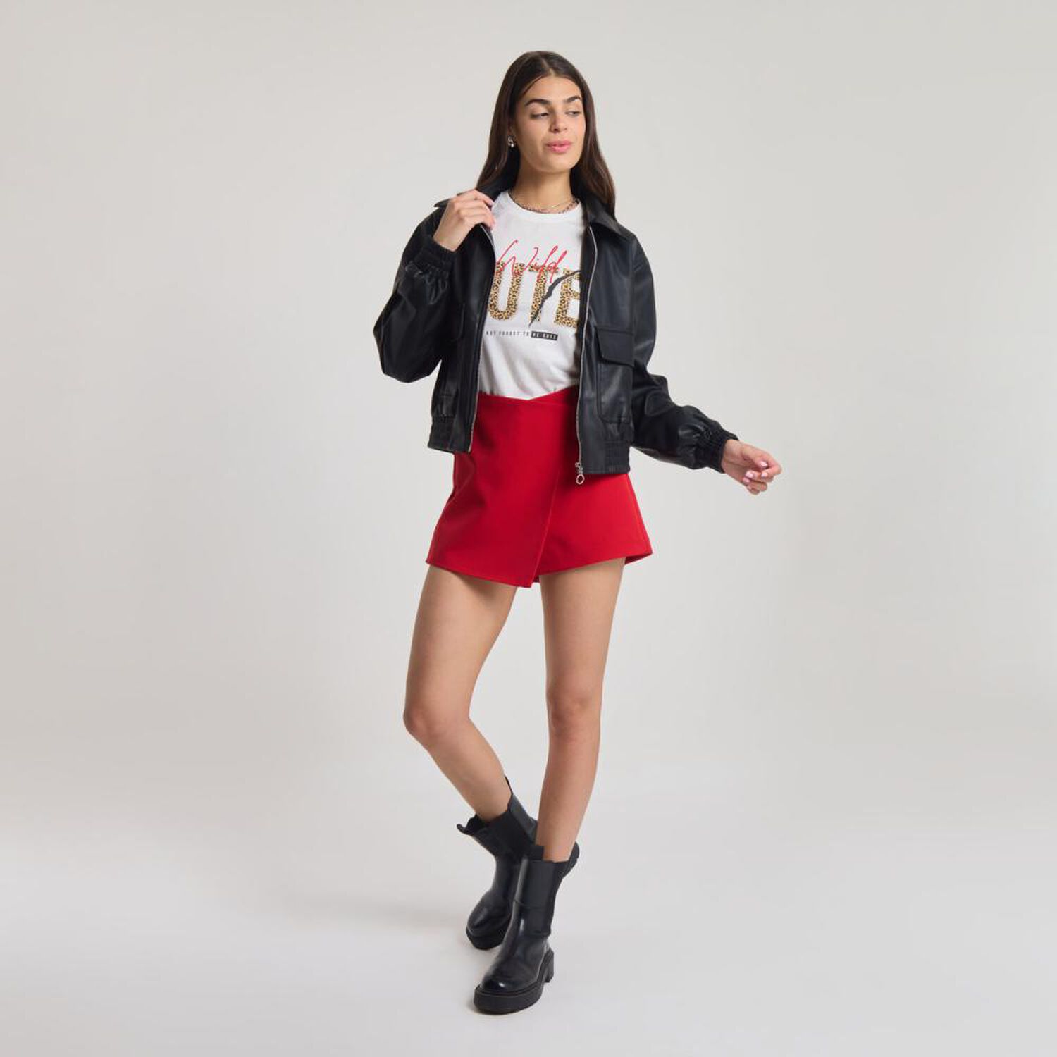 Chaqueta Ecocuero Full Cierre Cuello Solapa Mujer Rolly Go image number 1.0