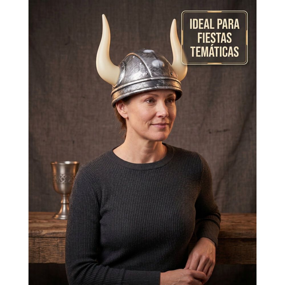 Casco Accesorio Cosplay Vikingo Pl&aacute;stico Cuernos Cotillon image number 2.0