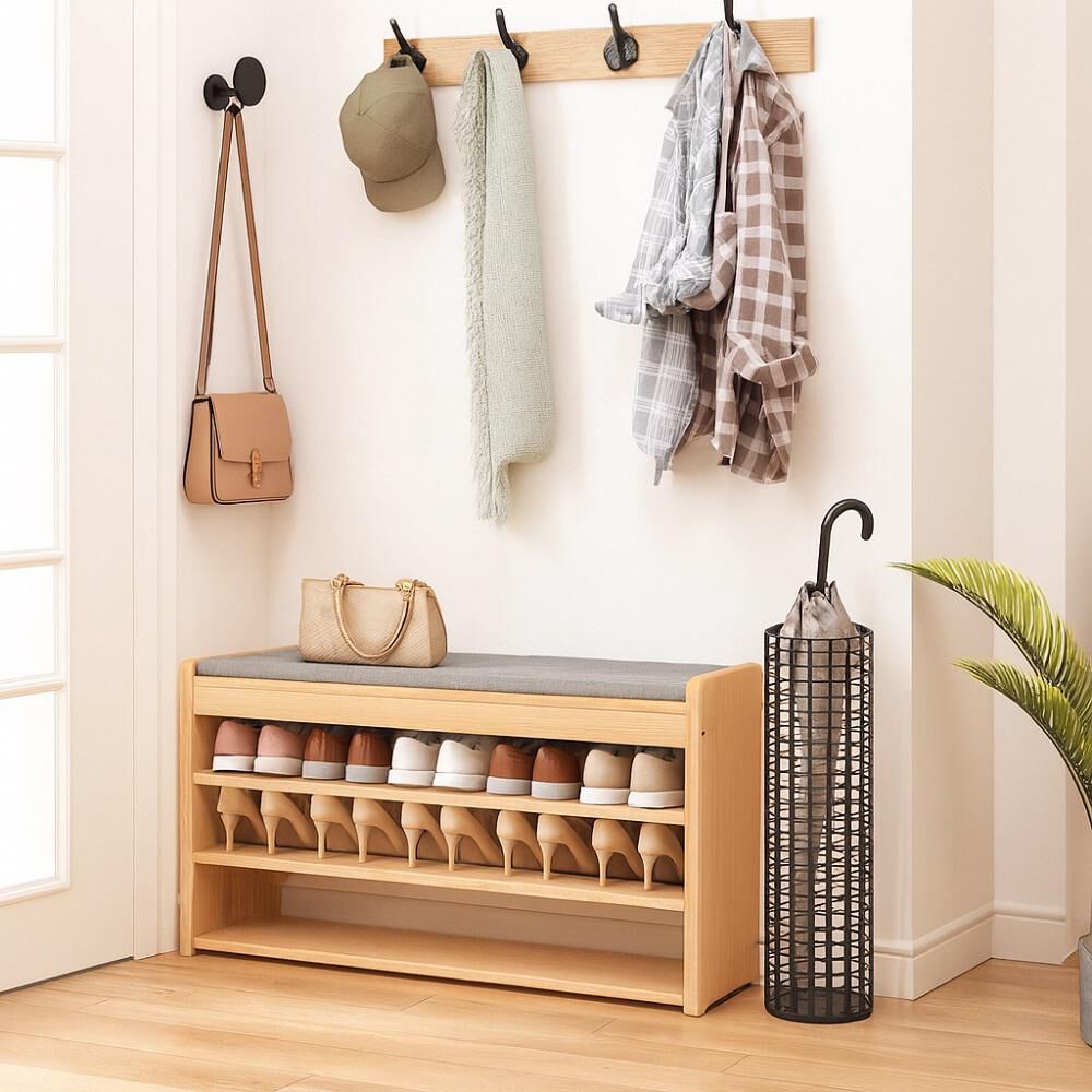 Banco Zapatero 3 Niveles Con Cojín Y Almacenamiento Oculto image number 3.0