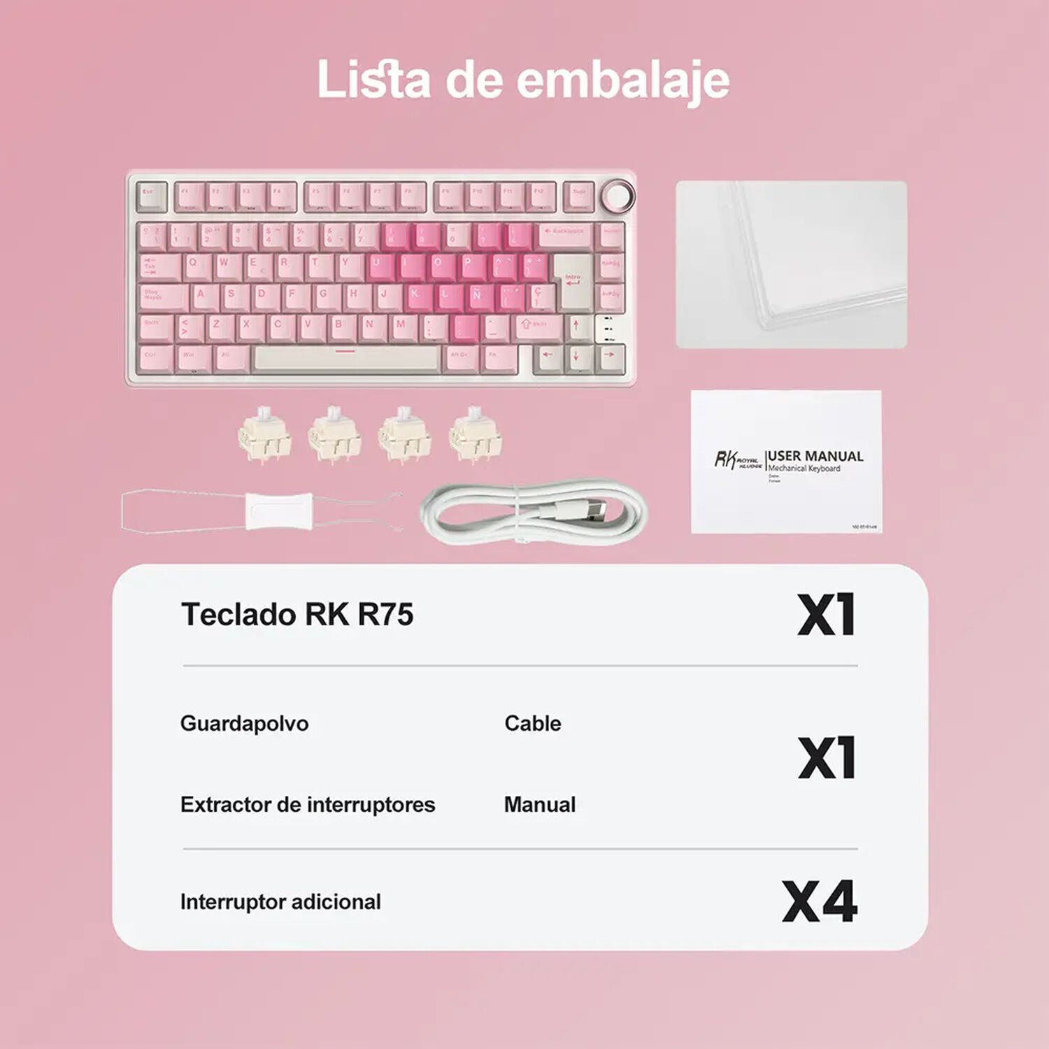 Teclado Mec&aacute;nico Rk R75 Pink Melody 75% Espa&ntilde;ol Rk image number 4.0