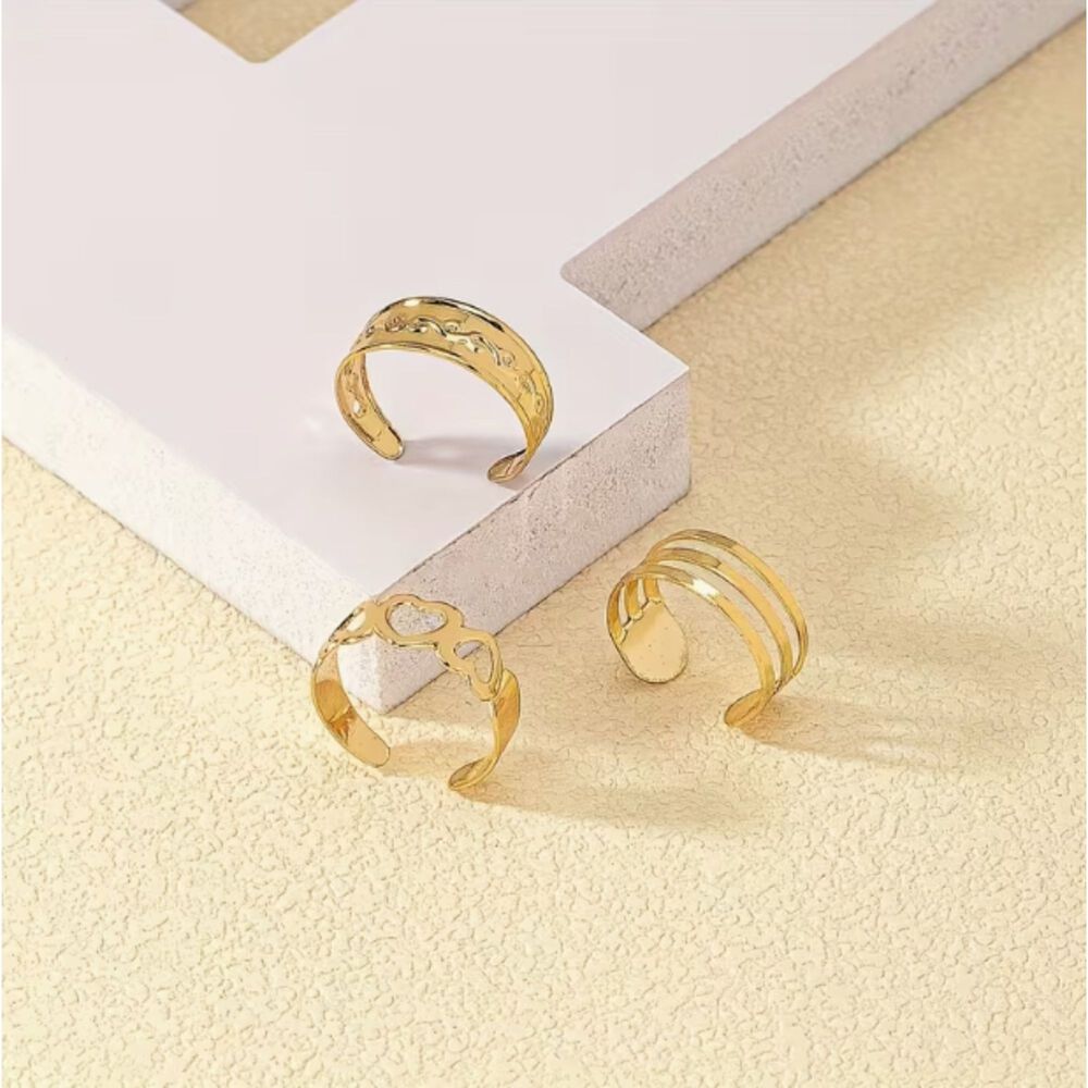 Set 3 Anillos Ajustables De Pies Dedos Dorados image number 8.0