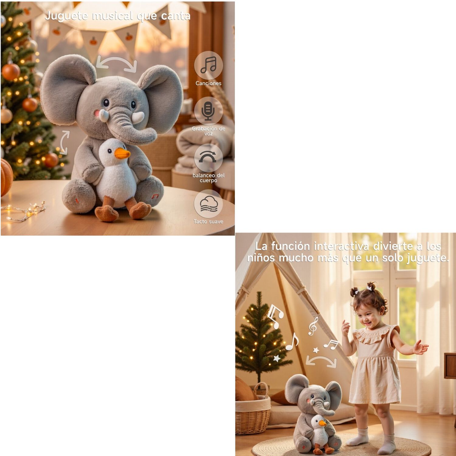 Peluche Elefante Interactivo Graba Canta Y Se Balancea Tm389 image number 8.0