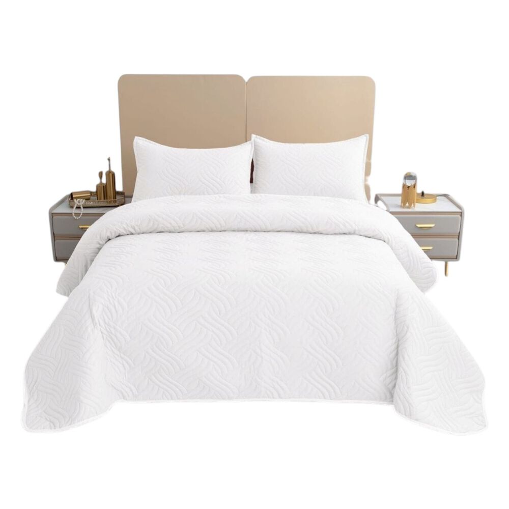 Cubrecama De Verano 1.5 Plazas Quilt + 1 Funda De Almohada Cobertor Delgado Blanco image number 0.0