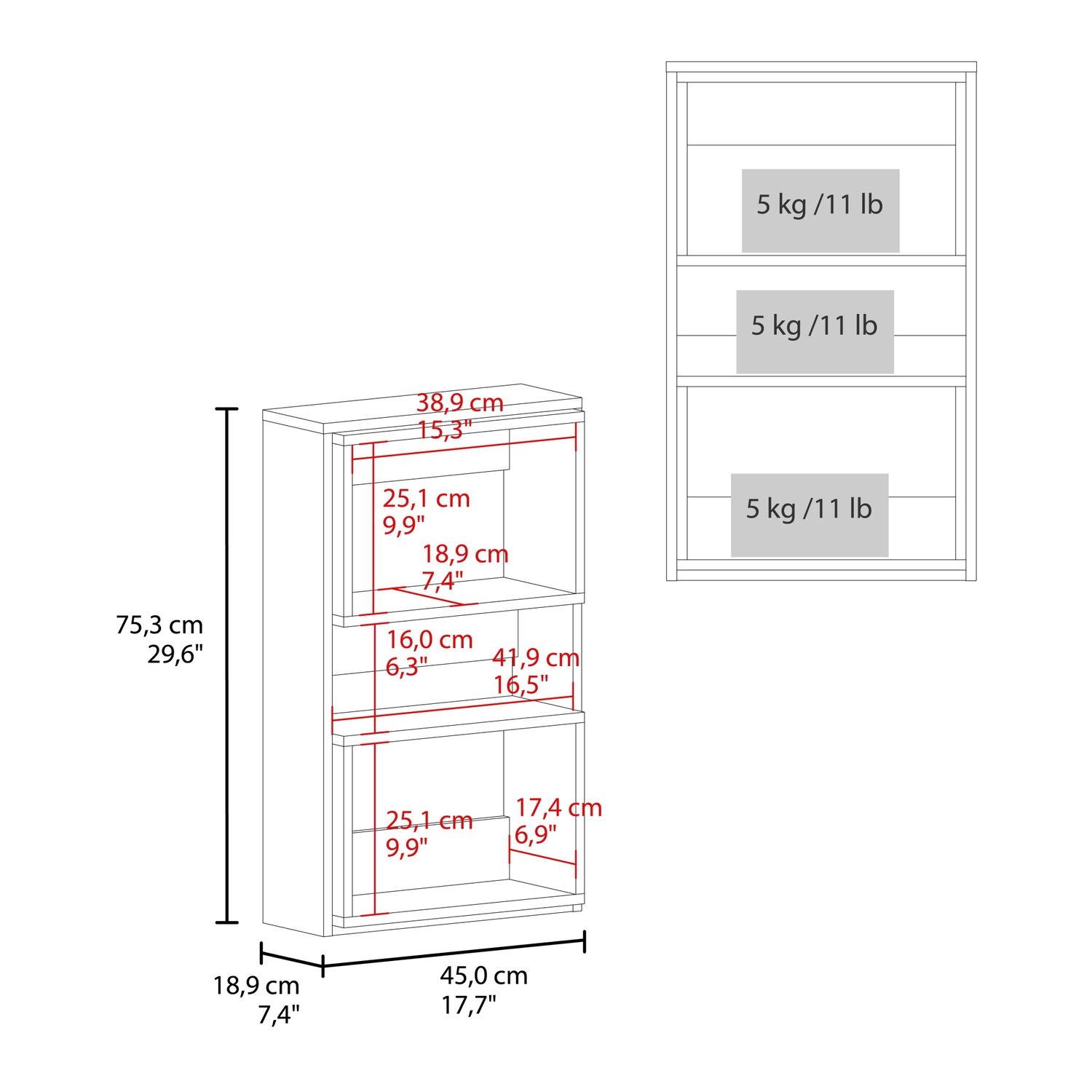 Mueble Auxilar Muro Ba&ntilde;o 75.3x45x18.9 Cm image number 5.0