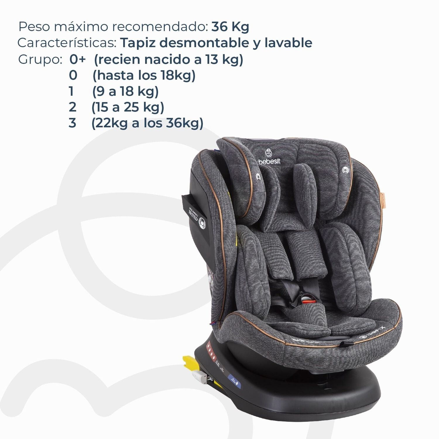 Silla De Auto Convertible Isofix Supra 360&ordm; Premium Gris image number 3.0