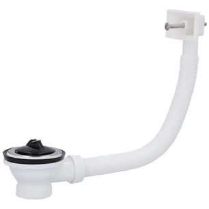 Desague Lavaplatos 1 1/2" Con Rebalse Y Tapon Blanco Marca Stretto
