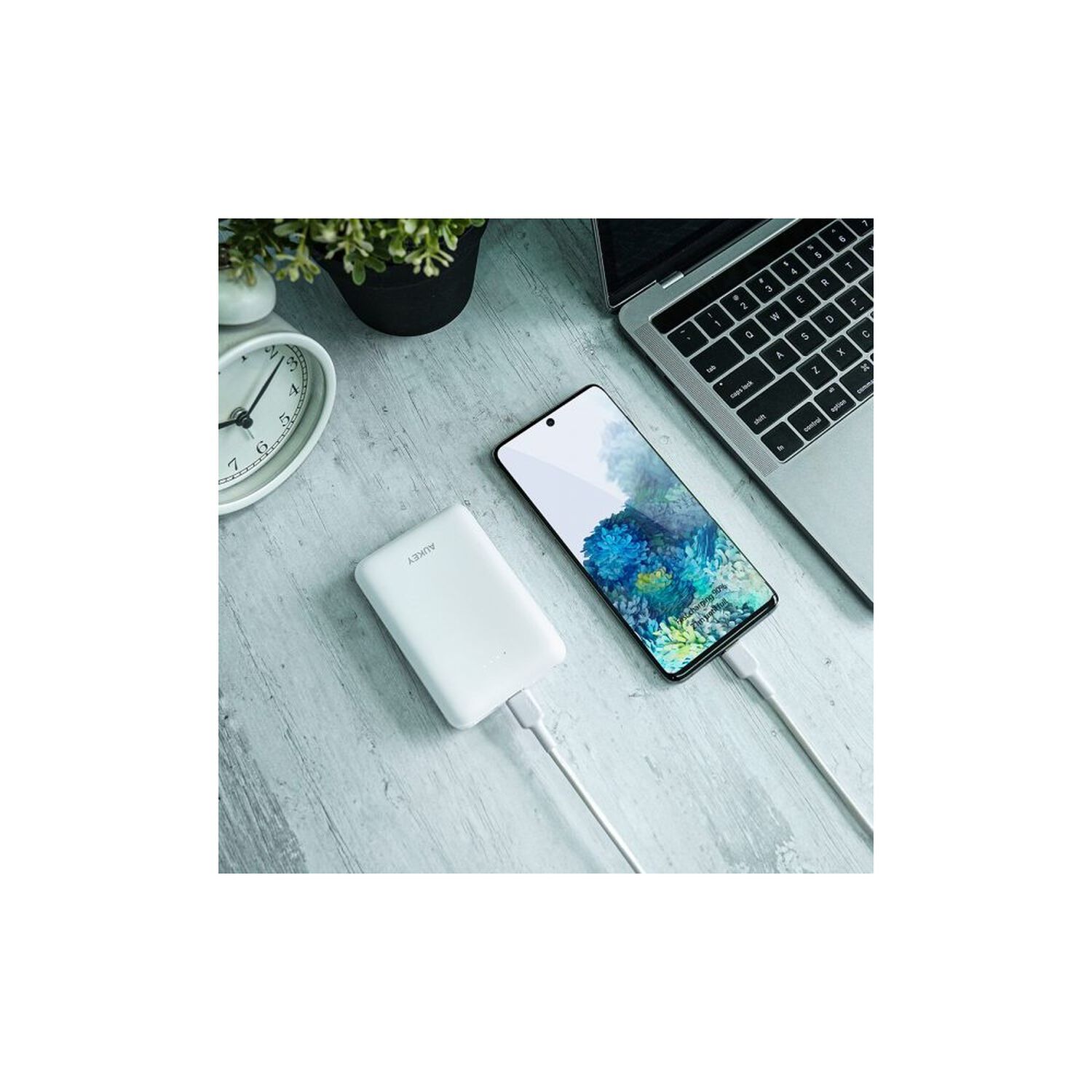 Aukey Cable Trenzado Nylone Usb 2.0 A Usb-c 0,9m Blanco Cb-cd30-w image number 2.0