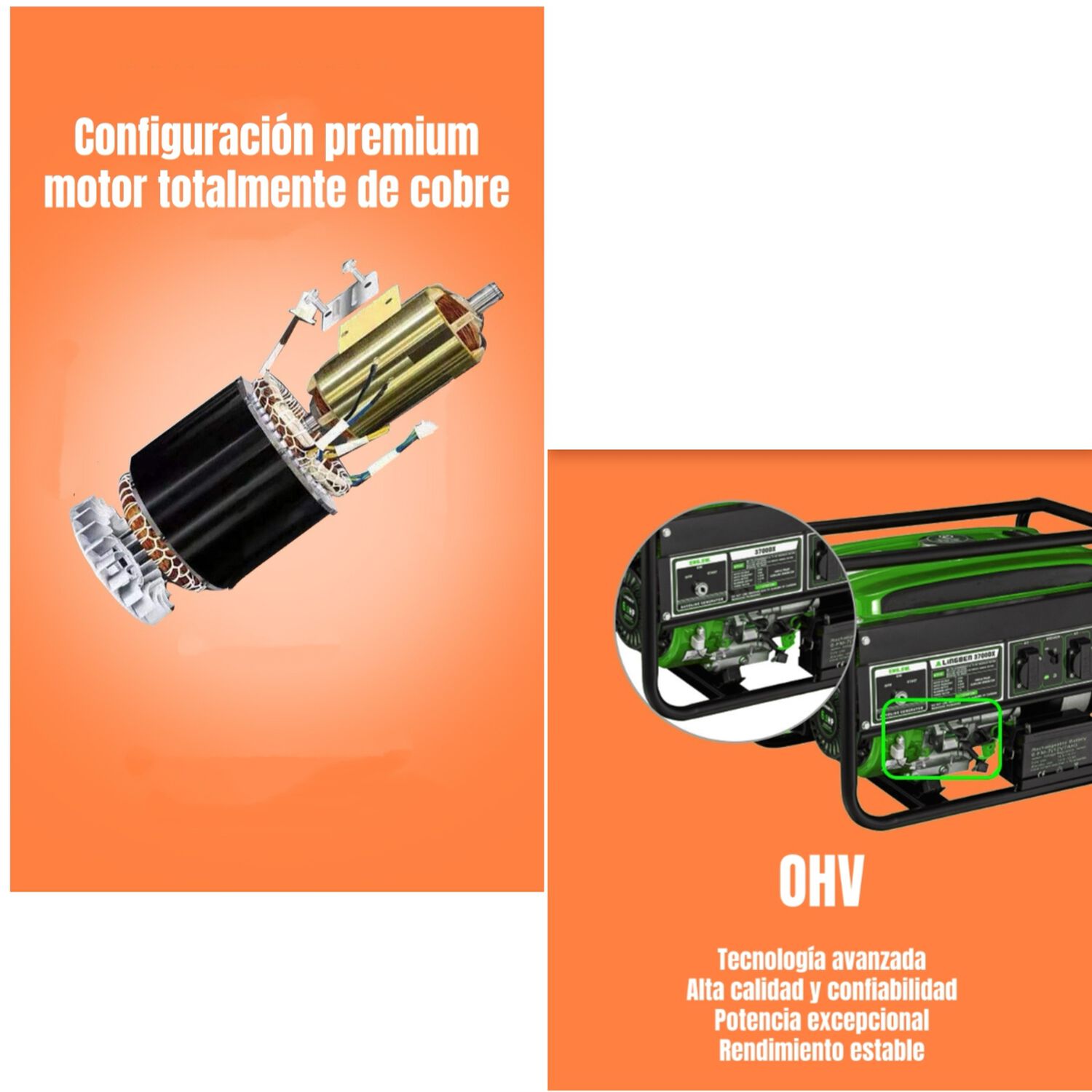 Generador El&eacute;ctrico A Gasolina Ohv 2500w Hd Rojo image number 2.0