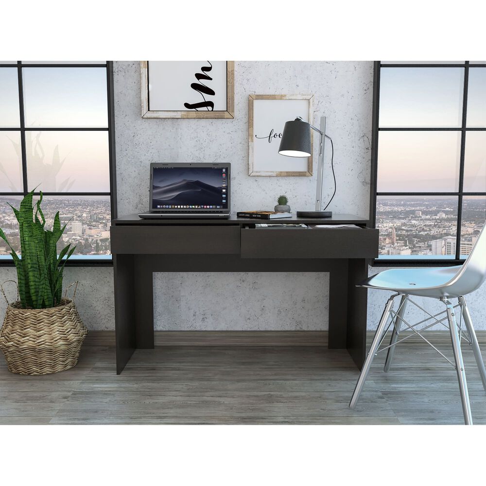 Escritorio Moderno Con 2 Cajones 75x120x45 Cm Negro image number 5.0