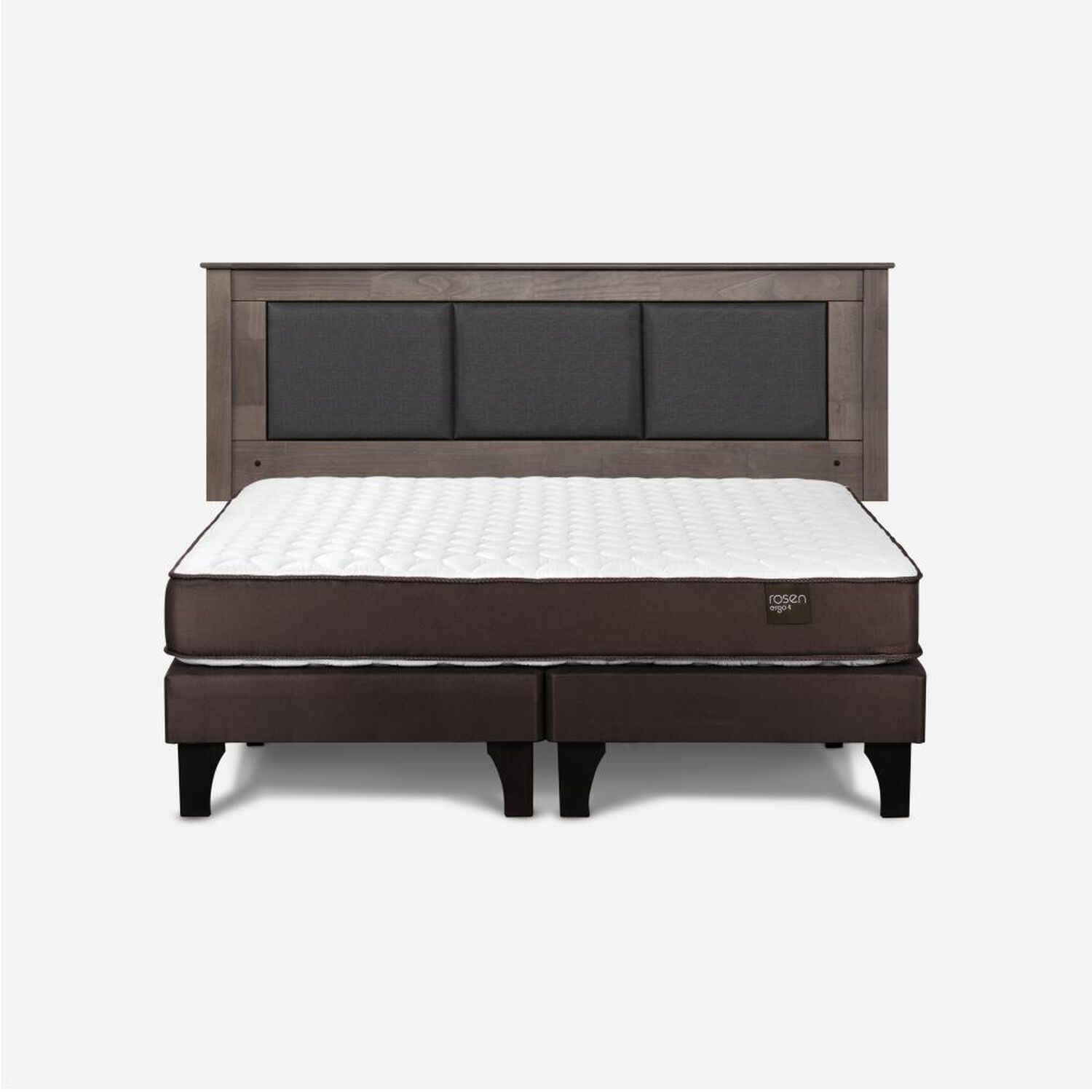 Cama Europea Rosen Ergo T New / King / Base Dividida  + Respaldo Rachel Gris image number 0.0