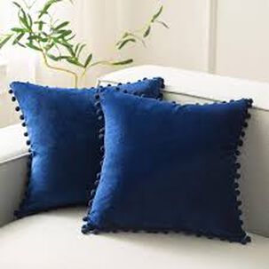 Set De 2 Cojines De Terciopelo Con Pompones