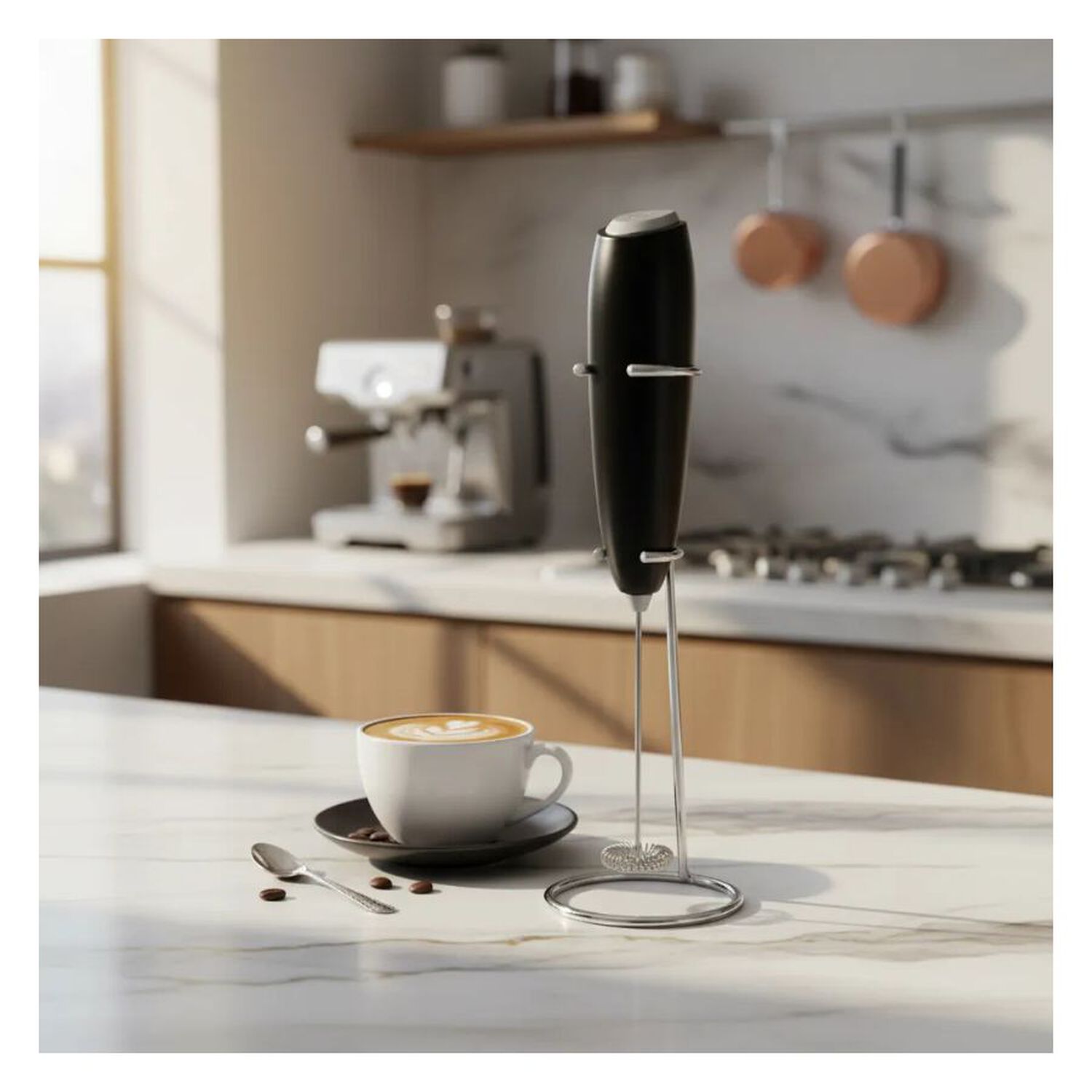 Espumador De Leche Portatil Recargable Con Soporte Para Cafe Y Latte image number 3.0