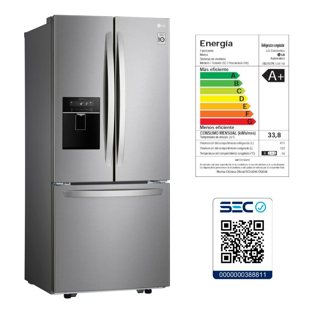 Refrigerador French Door LG LM22SGPK / No Frost / 533 Litros / A+ image number 10.0