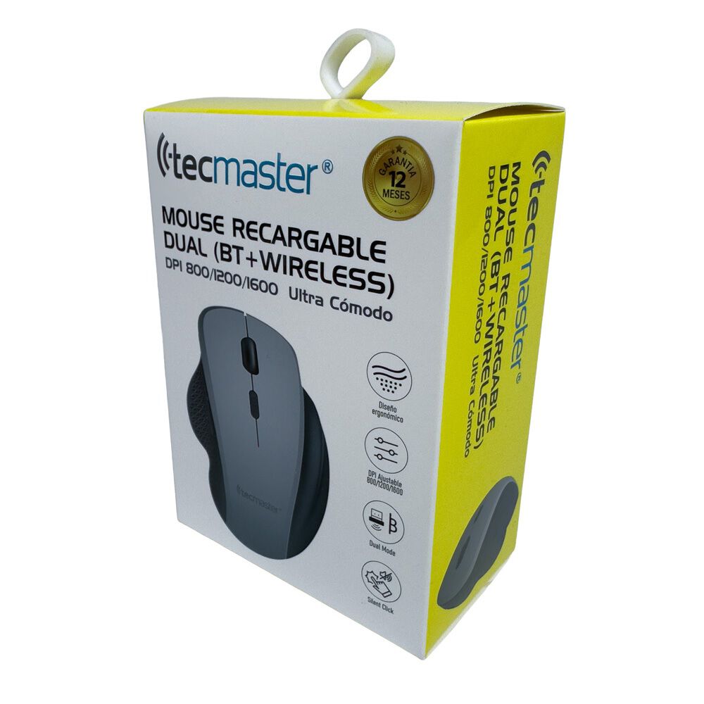 Mouse Inalámbrico Bt + Wireless Recargable Ergonomico image number 5.0