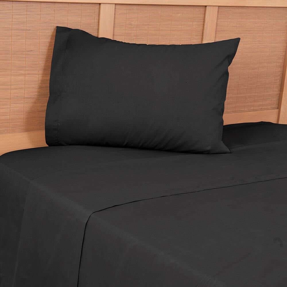 Sabana 144 Hilos Colores Lisos 1 Plazas Negro image number 3.0