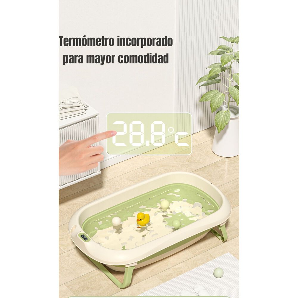 Ba&ntilde;era Con Term&oacute;metro Coj&iacute;n Premium Verde Lubabycas image number 2.0