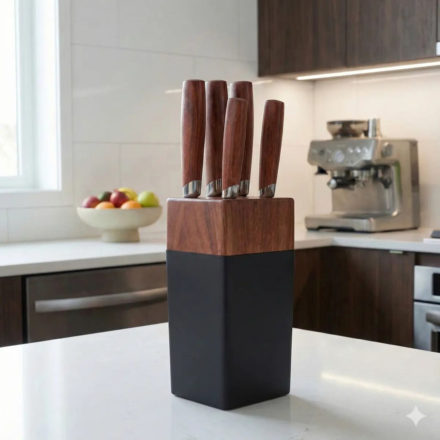Set Cuchillos Cocina 6 Piezas Con Mango De Madera Negro Madera image number 0.0