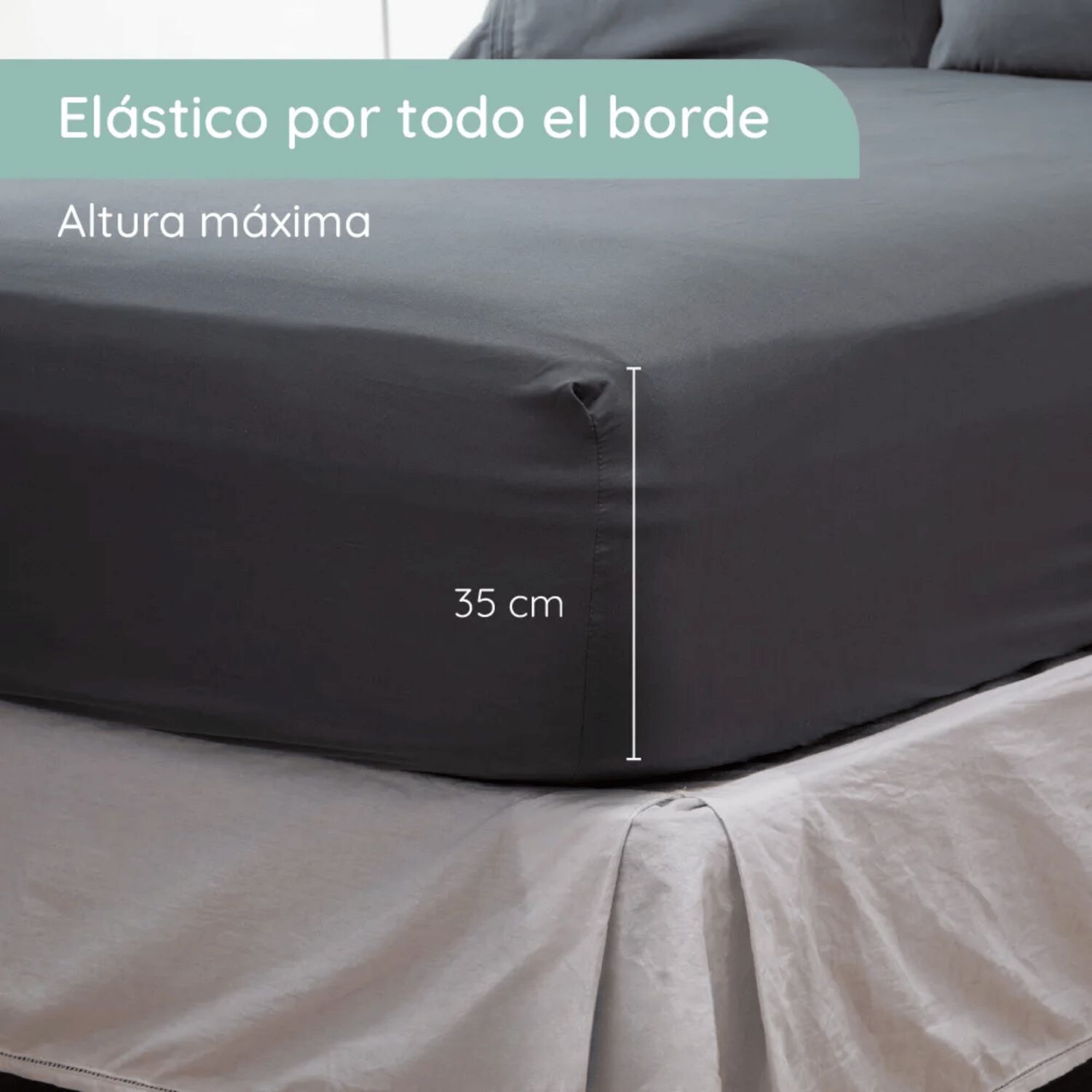 Sabanas Colch&oacute;n King Microfibra 300 Hilos Gris Oscuro image number 3.0