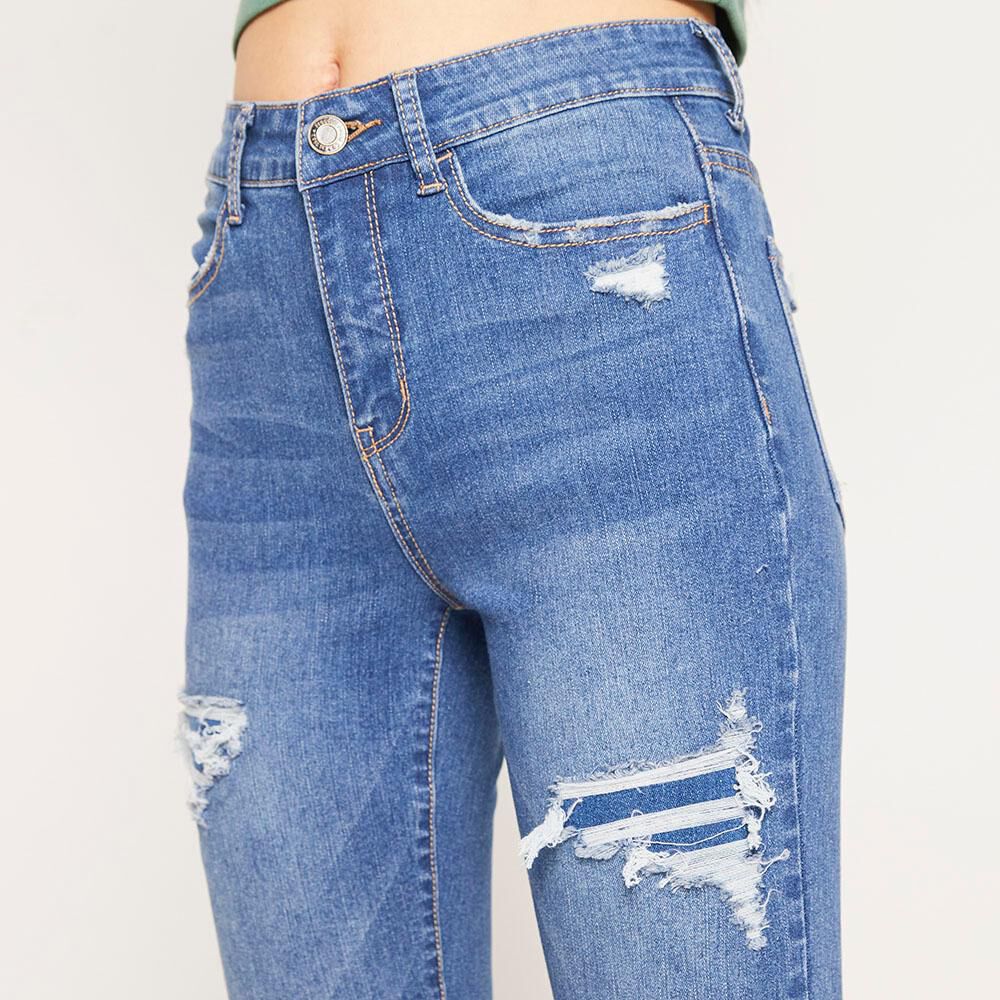 Jeans Con Roturas Y Parches Tiro Alto Super Skinny Mujer Freedom image number 3.0
