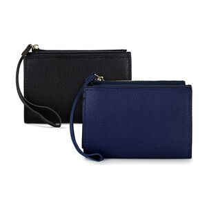 2 Billeteras De Mujer Adara Negra Y Azul Carven