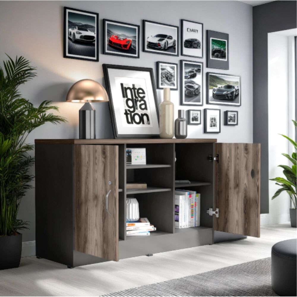 Buffet 2 Puertas Fm-001n Negro Y Caf&eacute; Oscuro image number 5.0