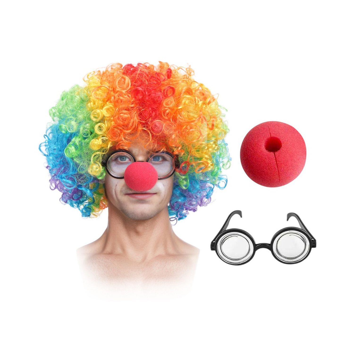 Set Disfraz Payaso Peluca Lentes Y Nariz image number 0.0