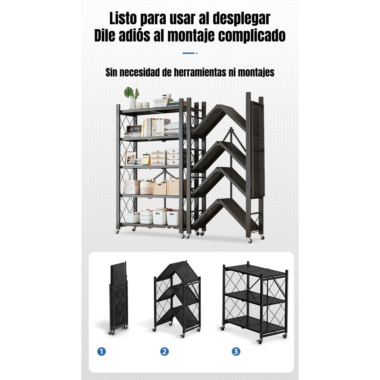 Estante Met&aacute;lico Librero Plegable 5 Niveles 100cm Wall image number 3.0